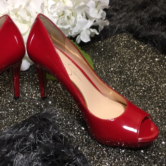 JESSICA SIMPSON Shoes - Red Peep Toe Pumps